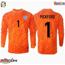 Camiseta Inglaterra Jordan Pickford #1 Portero Primera Equipación Eurocopa 2024 manga larga